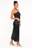 Agnes Strapless Sequin Maxi Dress Black