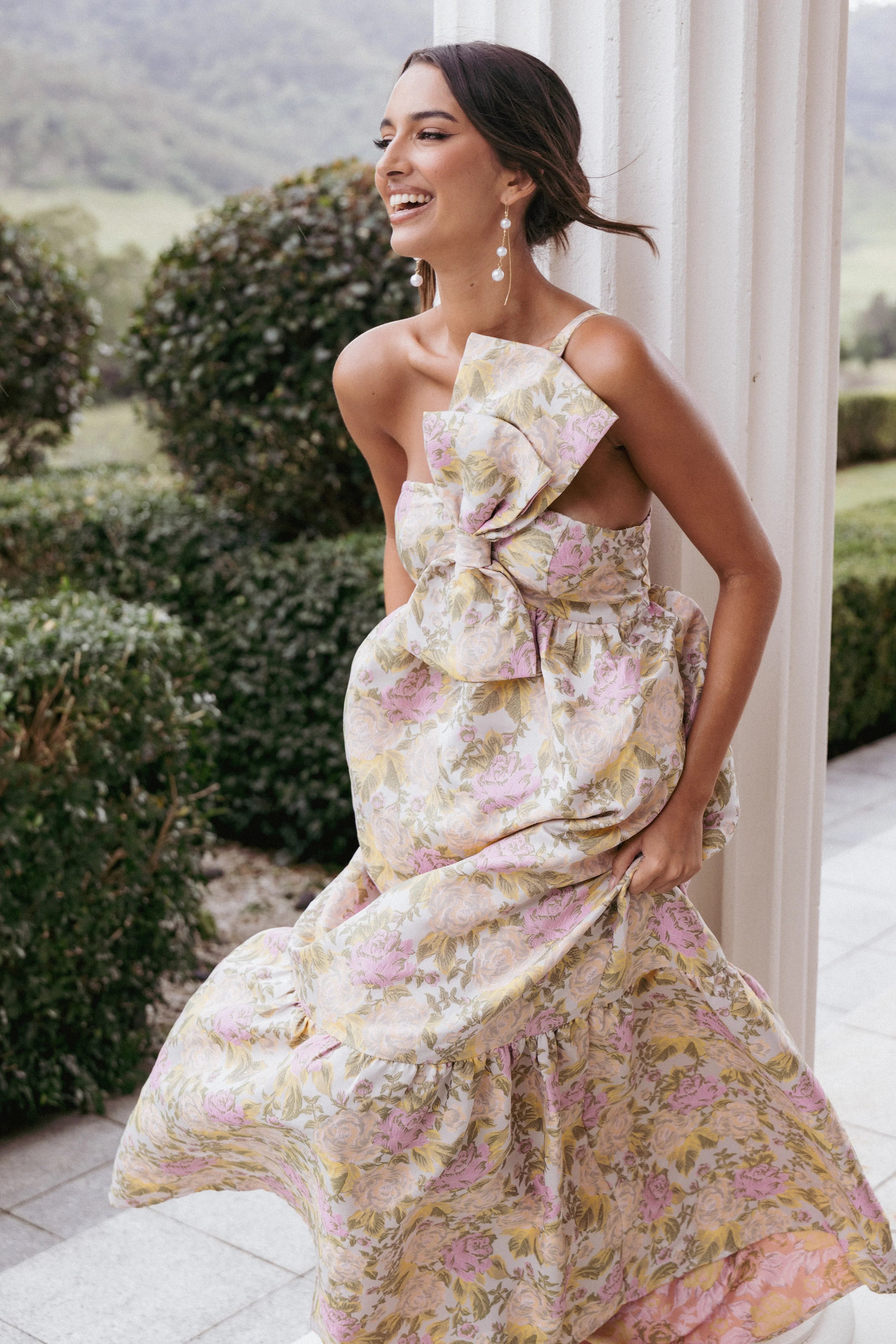 Betina Bow Front Maxi Dress Multi Floral