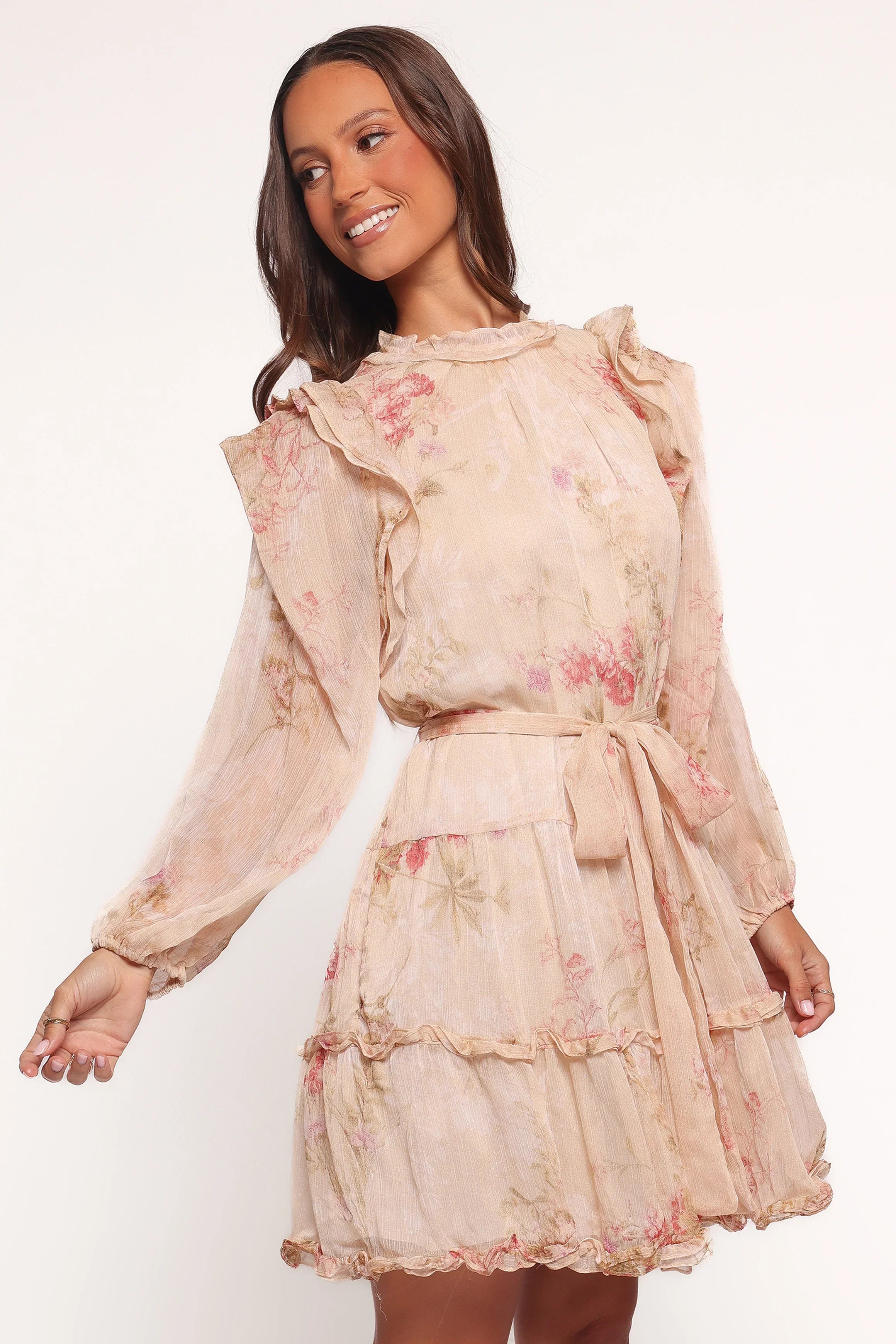 Phaedra Long Sleeve Mini Dress Soft Rose