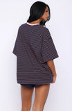 Good Old Days Oversized Tee Pink Navy Stripe