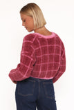 Viola Plaid Button Front Cardigan Burgundy
