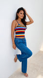Havana Stripe Knit Cami Top Blue Multi