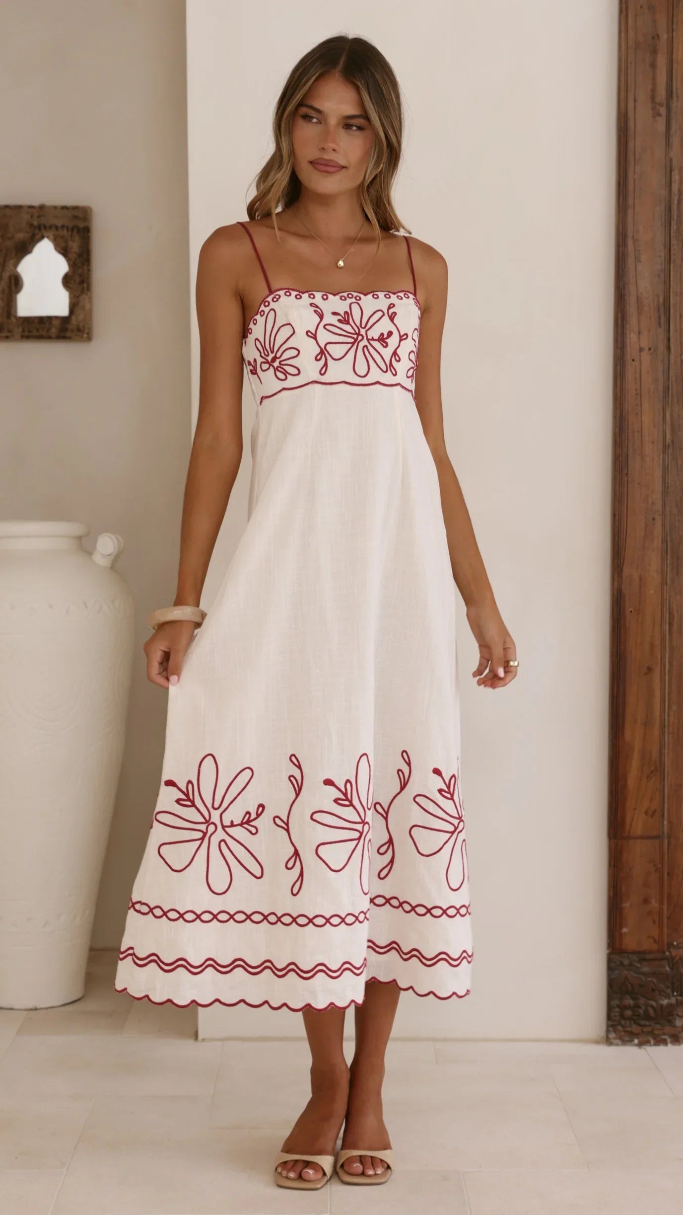 Mira Maxi Dress Cream Red