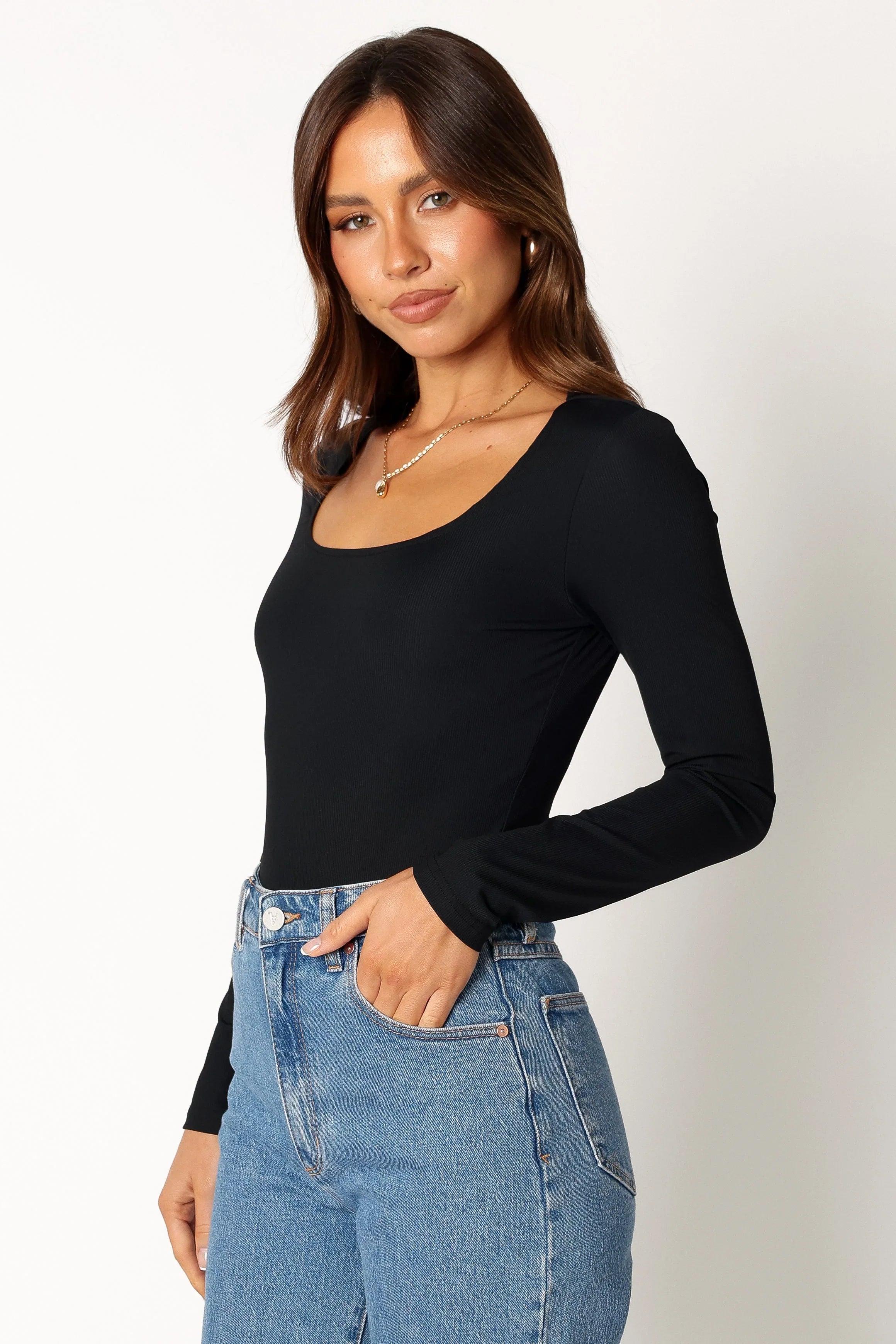 Pia Long Sleeve Bodysuit Black