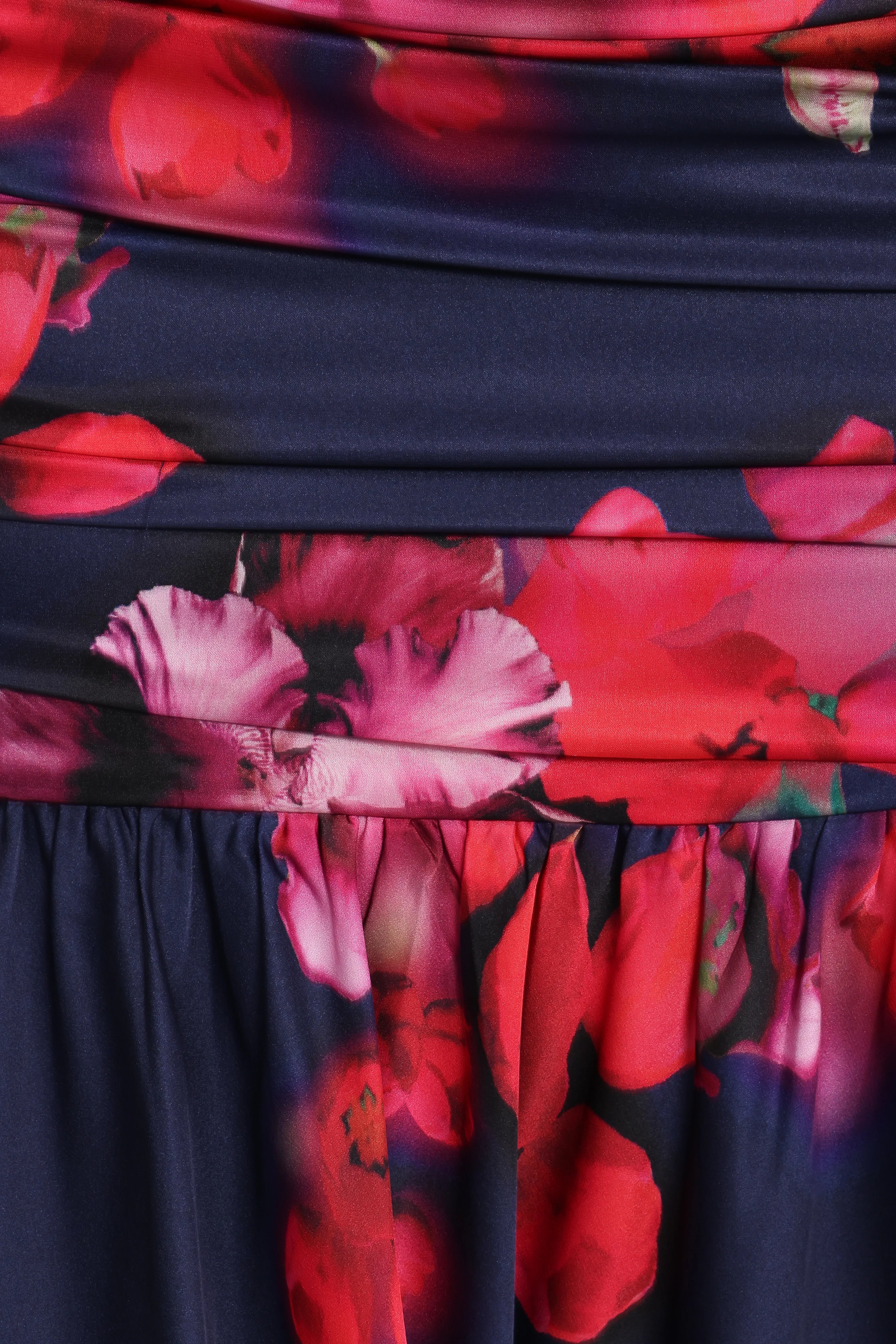 Freda Halter Skirt Set Navy Floral