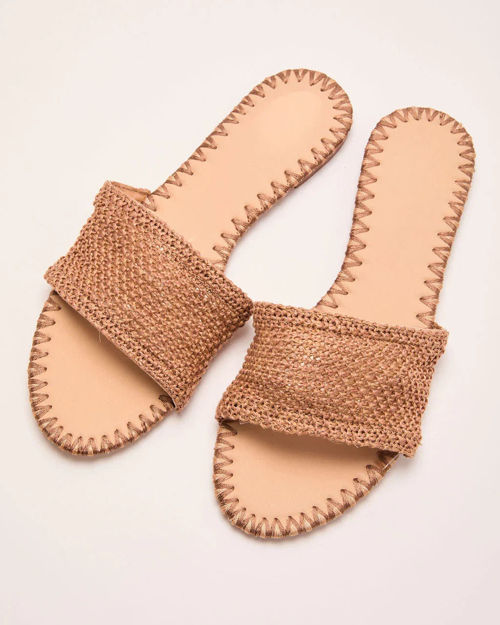 Earth Shine Woven Straw Flat Sandals