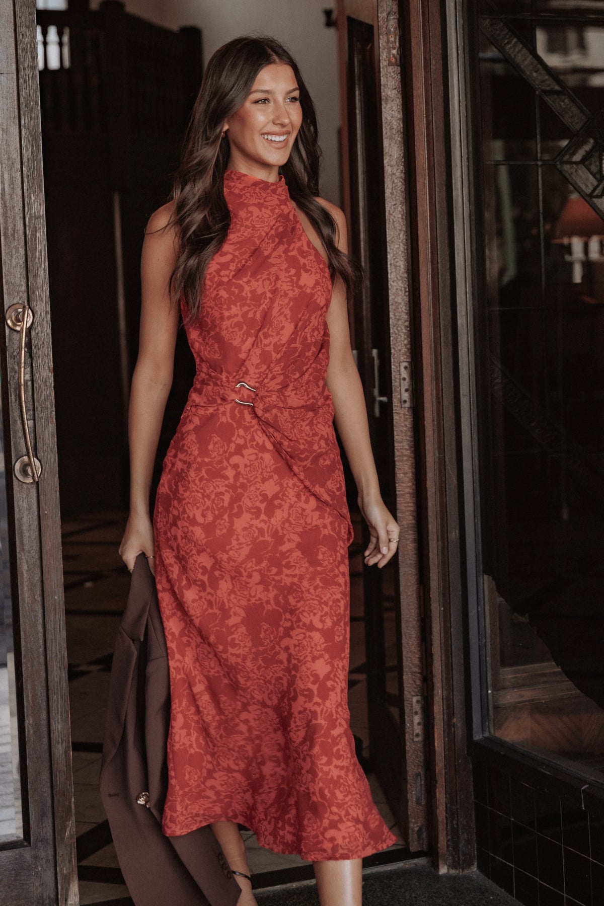 Isabeau Midi Dress Red Roses