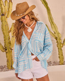 Wave Chaser Geometric Print Button Down Top