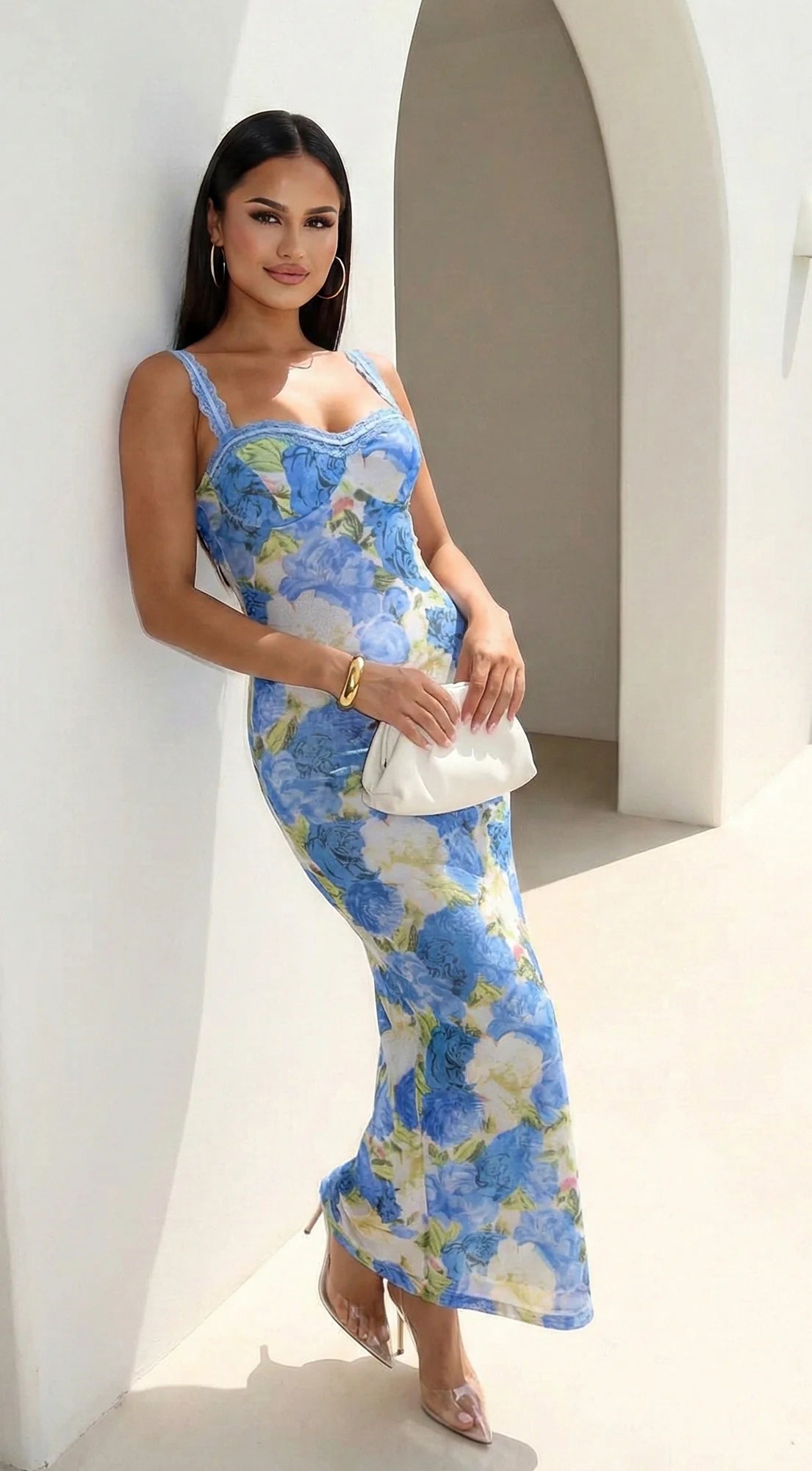 Azurae Floral Maxi Dress Blue