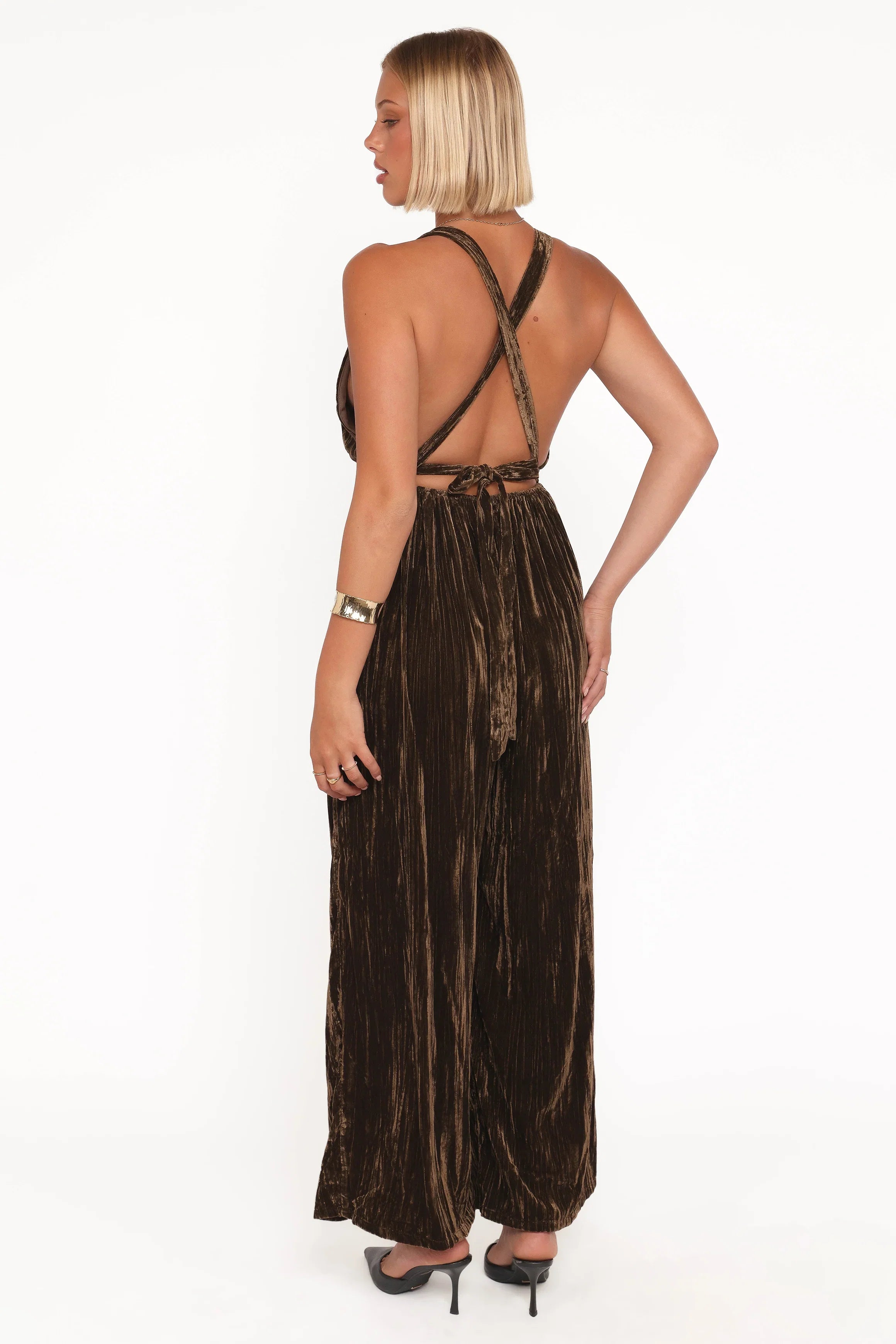 Melody Velvet Jumpsuit Mocha Olive
