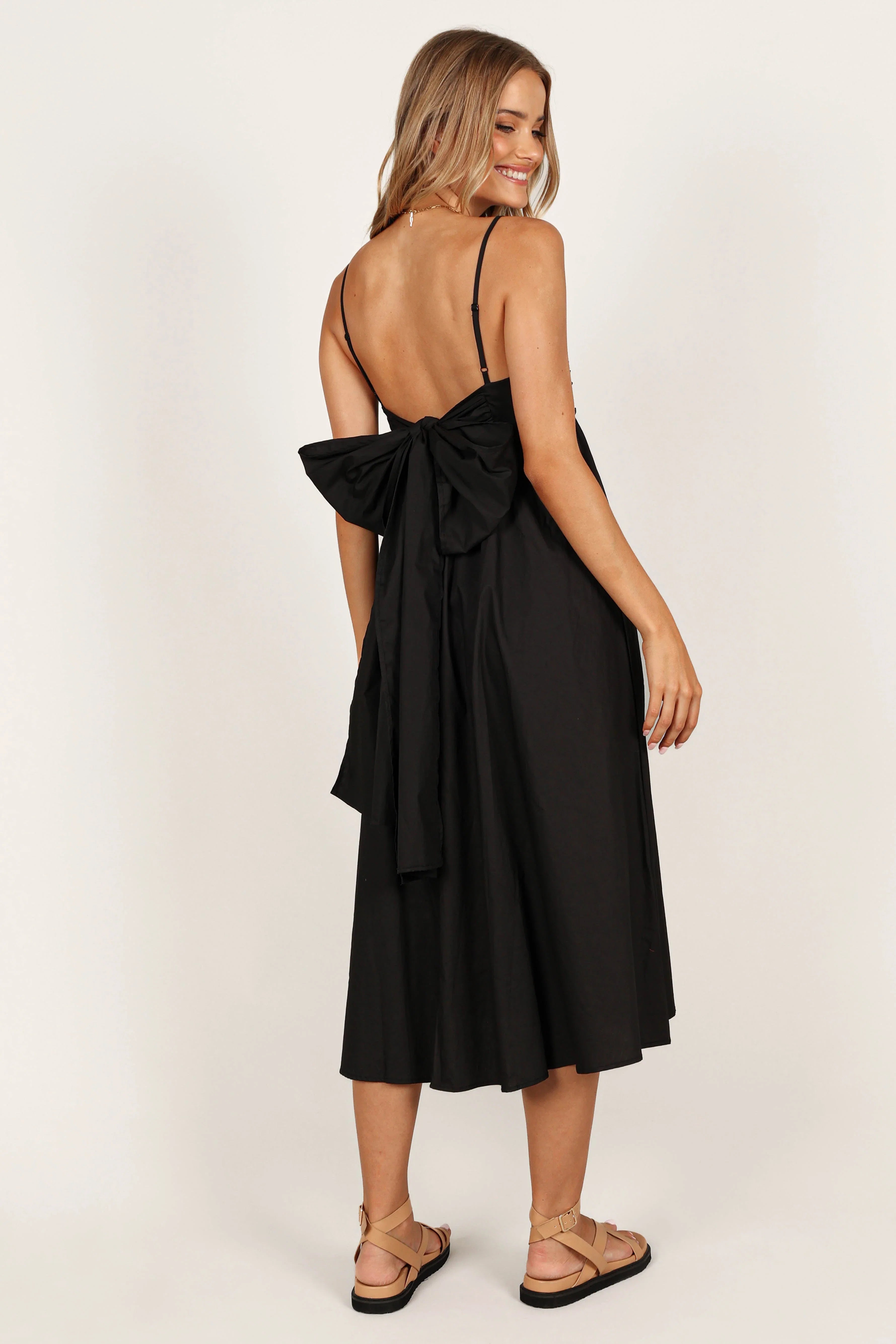 Alice Bow Back Midi Dress Black