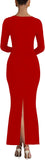 Long Sleeve Square Neck Bodycon Maxi Dress