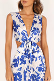 Lulu Wrap Front Jumpsuit Blue Floral