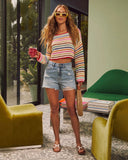 Jinnie Multi Color Striped Crochet Sweater