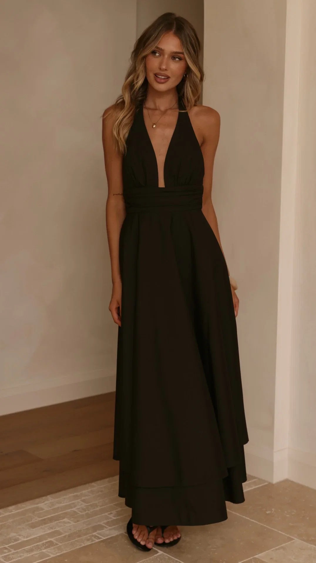 Kathy Halter Neck Maxi Dress Black