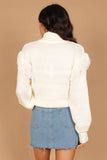 Christie Fringe Knit Sweater Cream