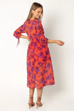 Hallie Midi Floral Dress Red Wine