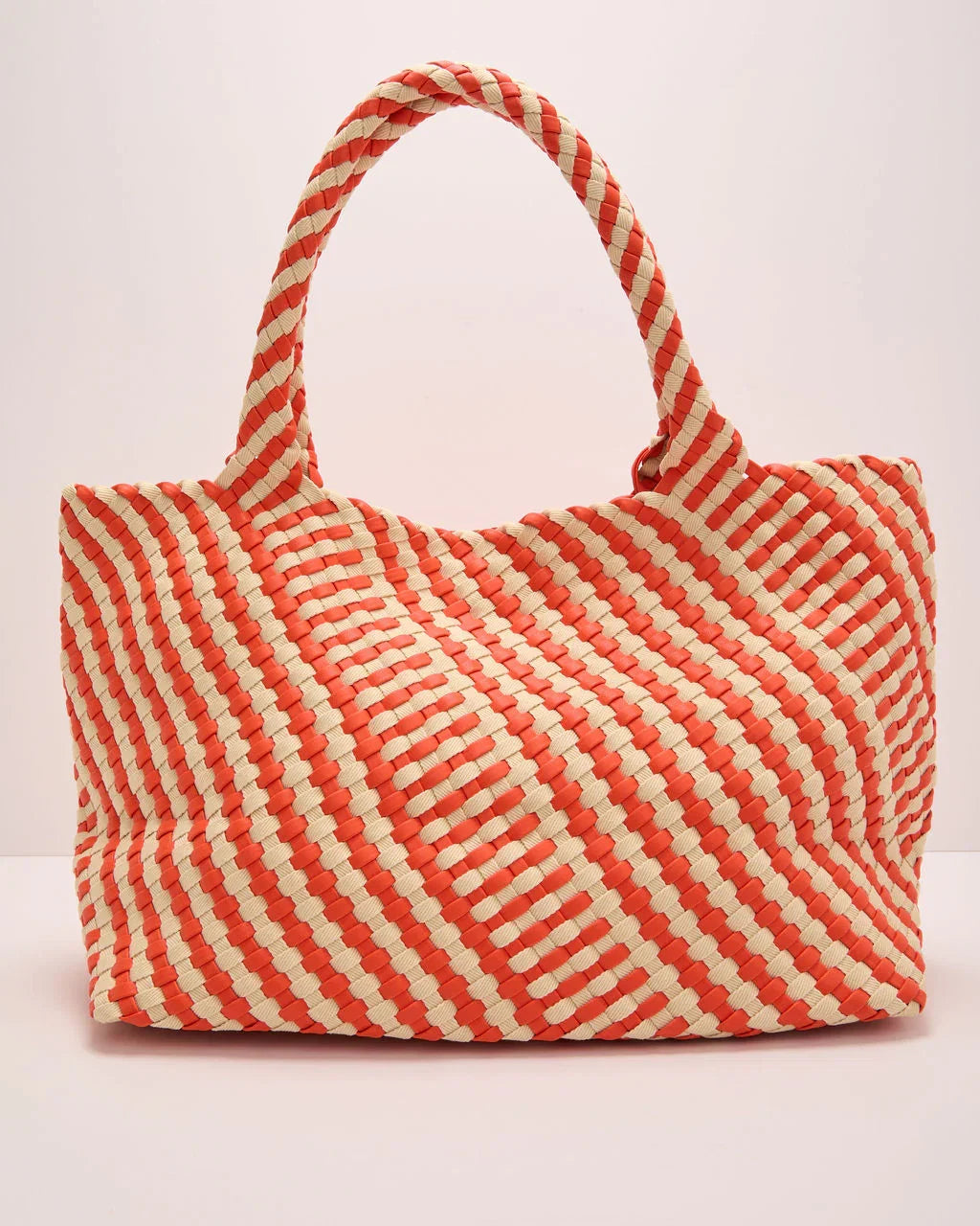 Mirasol Striped Woven Vegan Leather Tote Bag