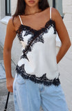 Caught Your Eye Lace Cami Top Cream Black