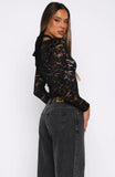 Last Time I Needed You Lace Top Black
