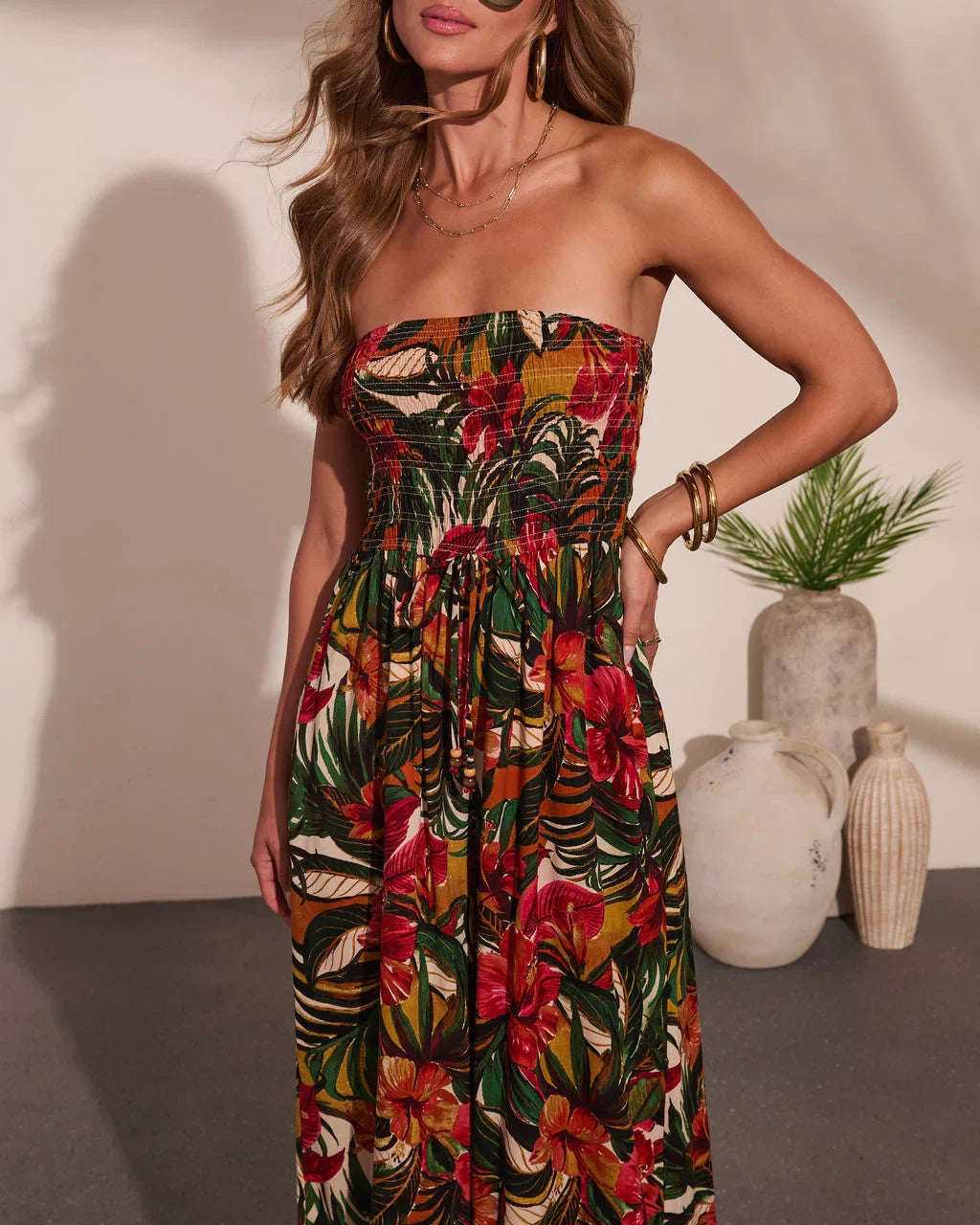 Markey Abstract Strapless Jumpsuit