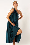 Selena One Shoulder Midi Dress Emerald