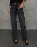 Dusky Charm Stretch High Rise Straight Leg Clean Hem Jeans