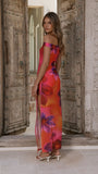 Verne Off Shoulder Maxi Dress Pink Floral