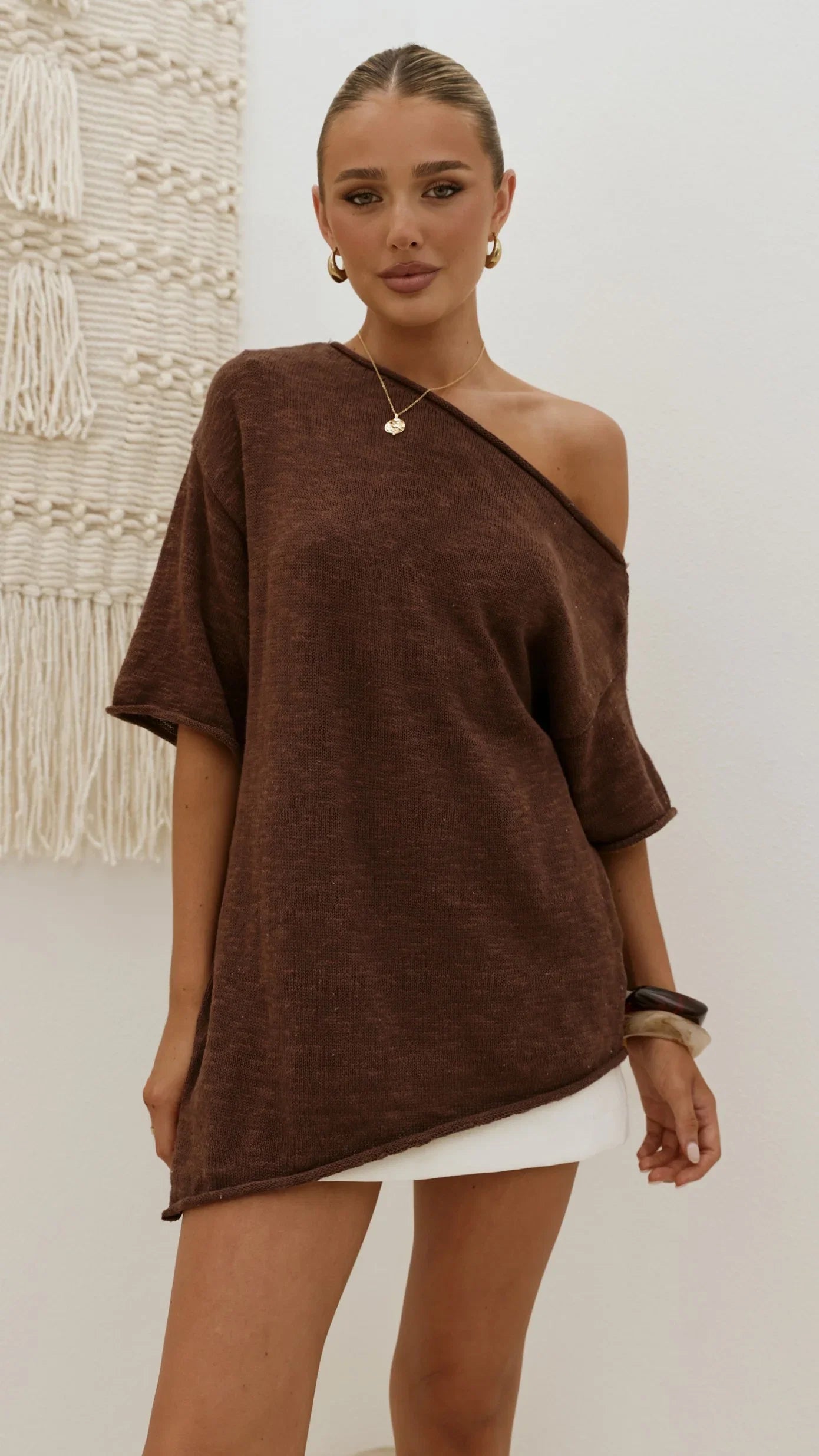 Keisha Off The Shoulder Top Chocolate
