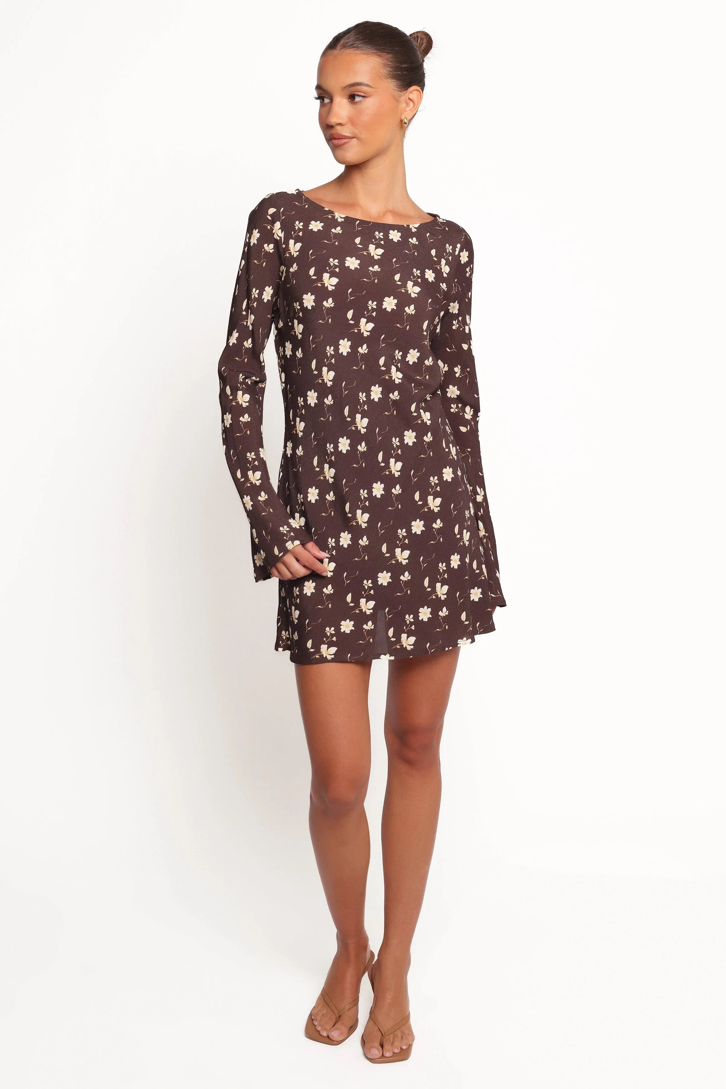 Amity Mini Dress Brown Floral