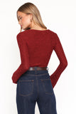 Jasmine Long Sleeve Lace Top Red