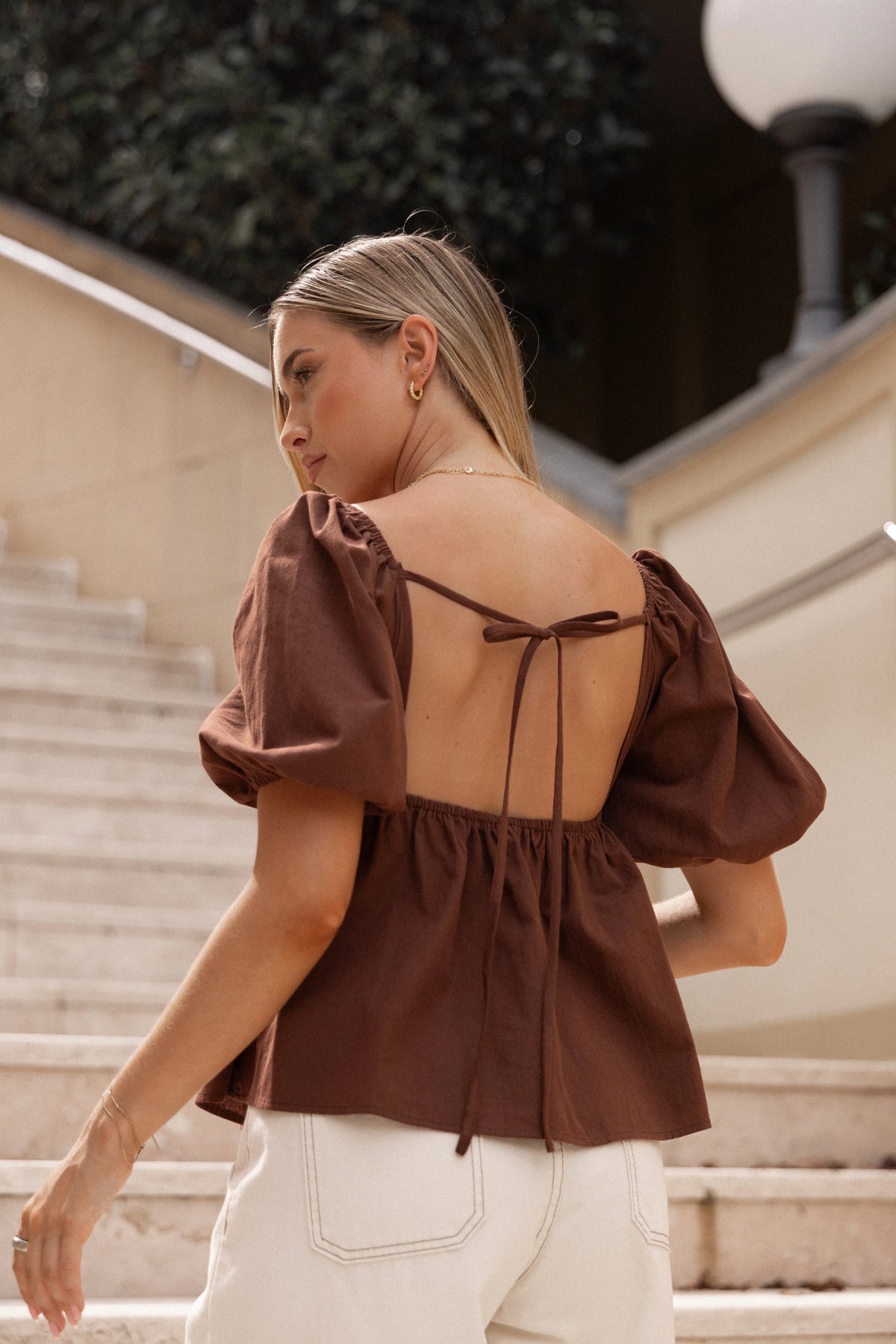 Jemima Puff Sleeve Top Chocolate