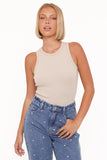 Ari Ribbed Tank Top Wheat