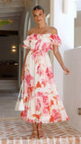 Chase Off Shoulder Maxi Dress Pink Floral