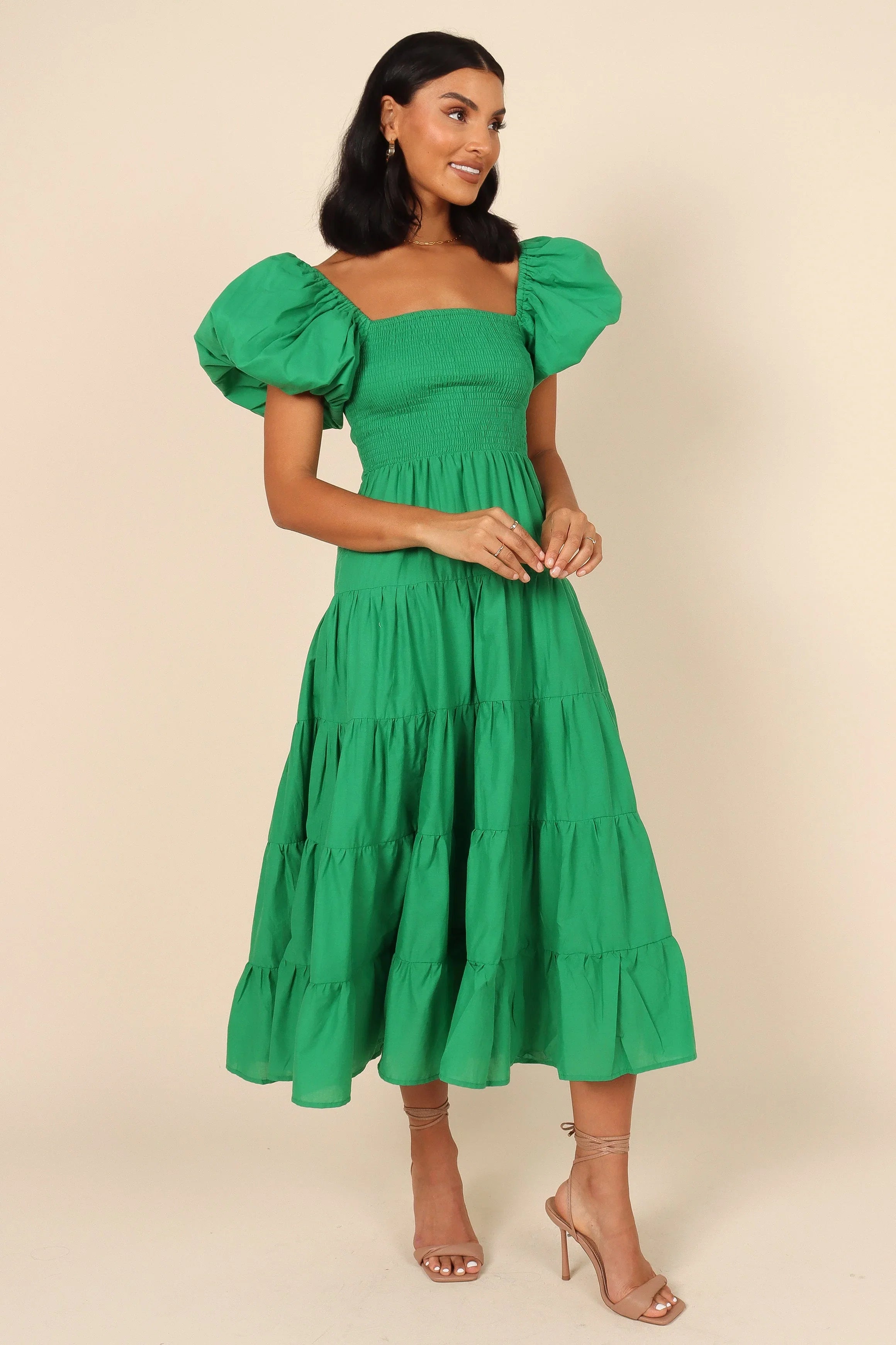 Morgan Tiered Dress Green