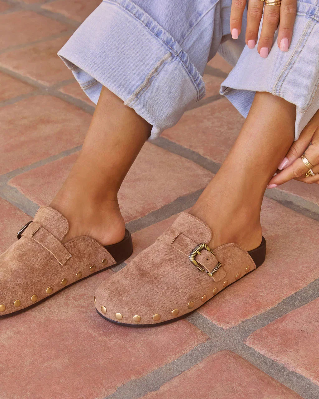 Telliah Faux Suede Studded Mule