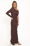 Olympia Off Shoulder Maxi Dress Chocolate
