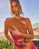 Lagoon Escape Wooden Beaded Clutch
