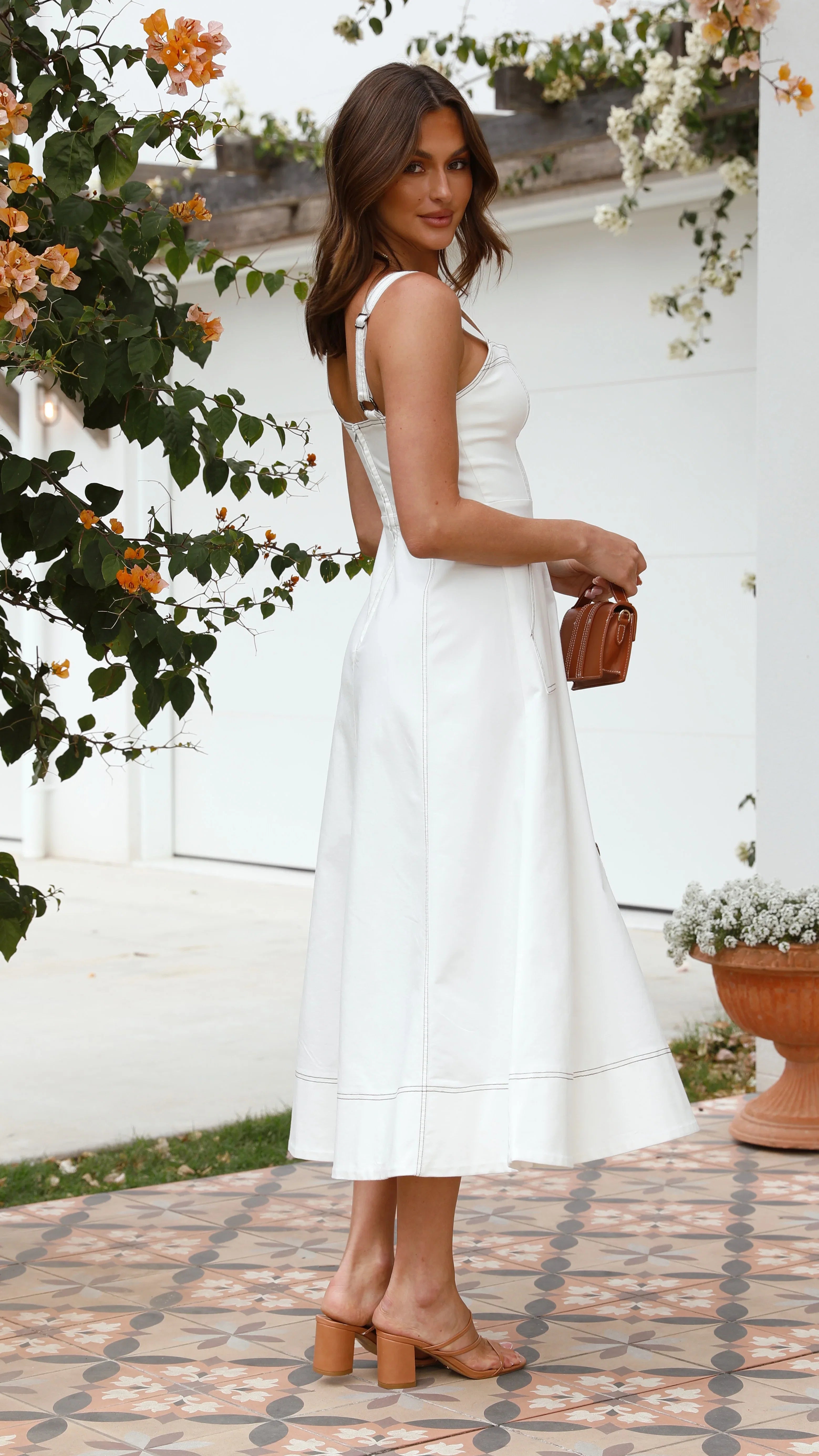Indigo Midi Dress White Denim