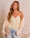 Spirited Cove Satin Lace Trim Top