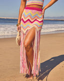 Horizon Honey Fringe Crochet Maxi Skirt