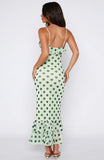 Amped Up Midi Dress Melon Black Polka Dot