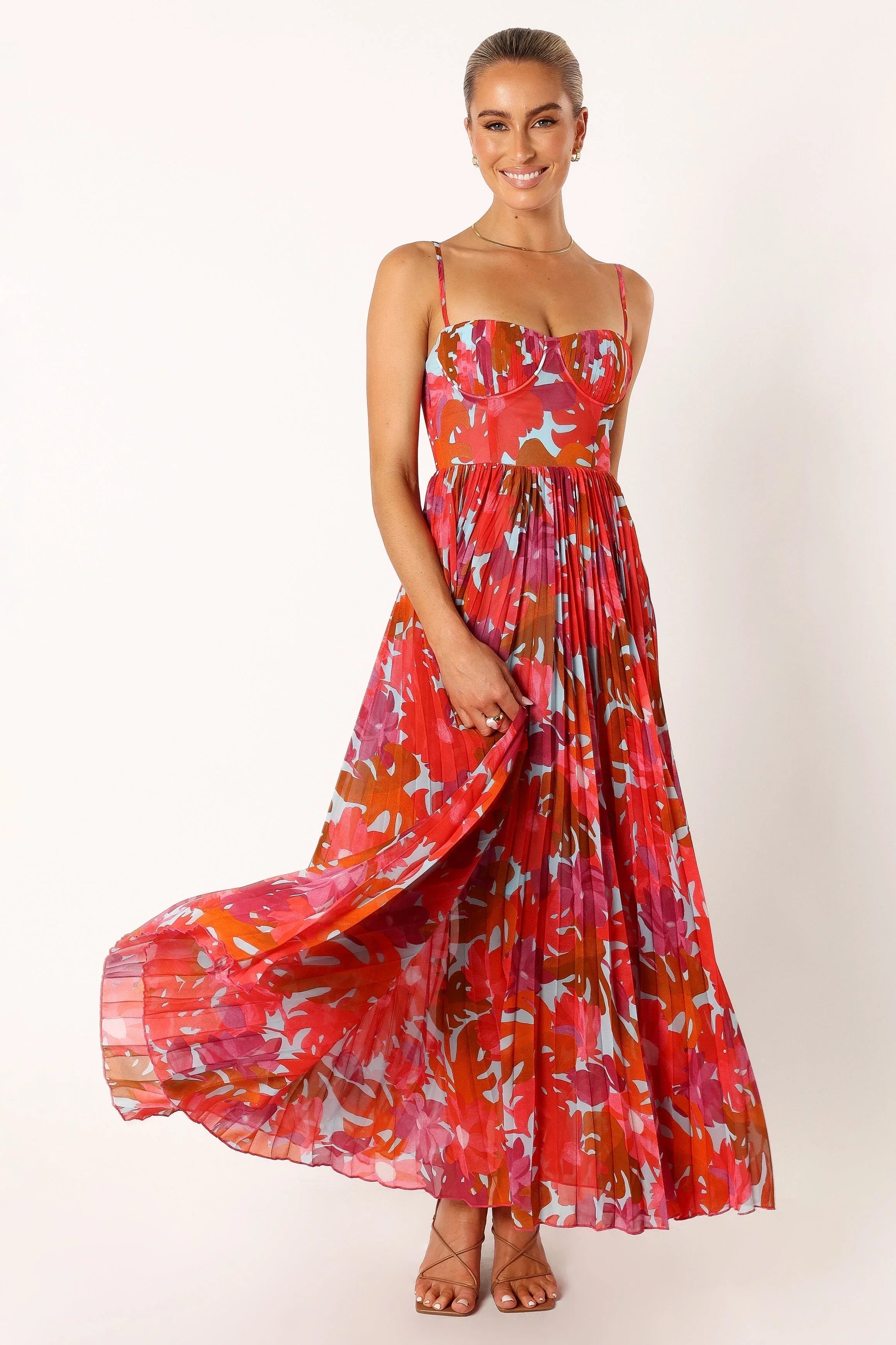 Achanti Pleated Maxi Dress Pink Azalea