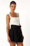 Maya High Waisted Paperbag Shorts Black