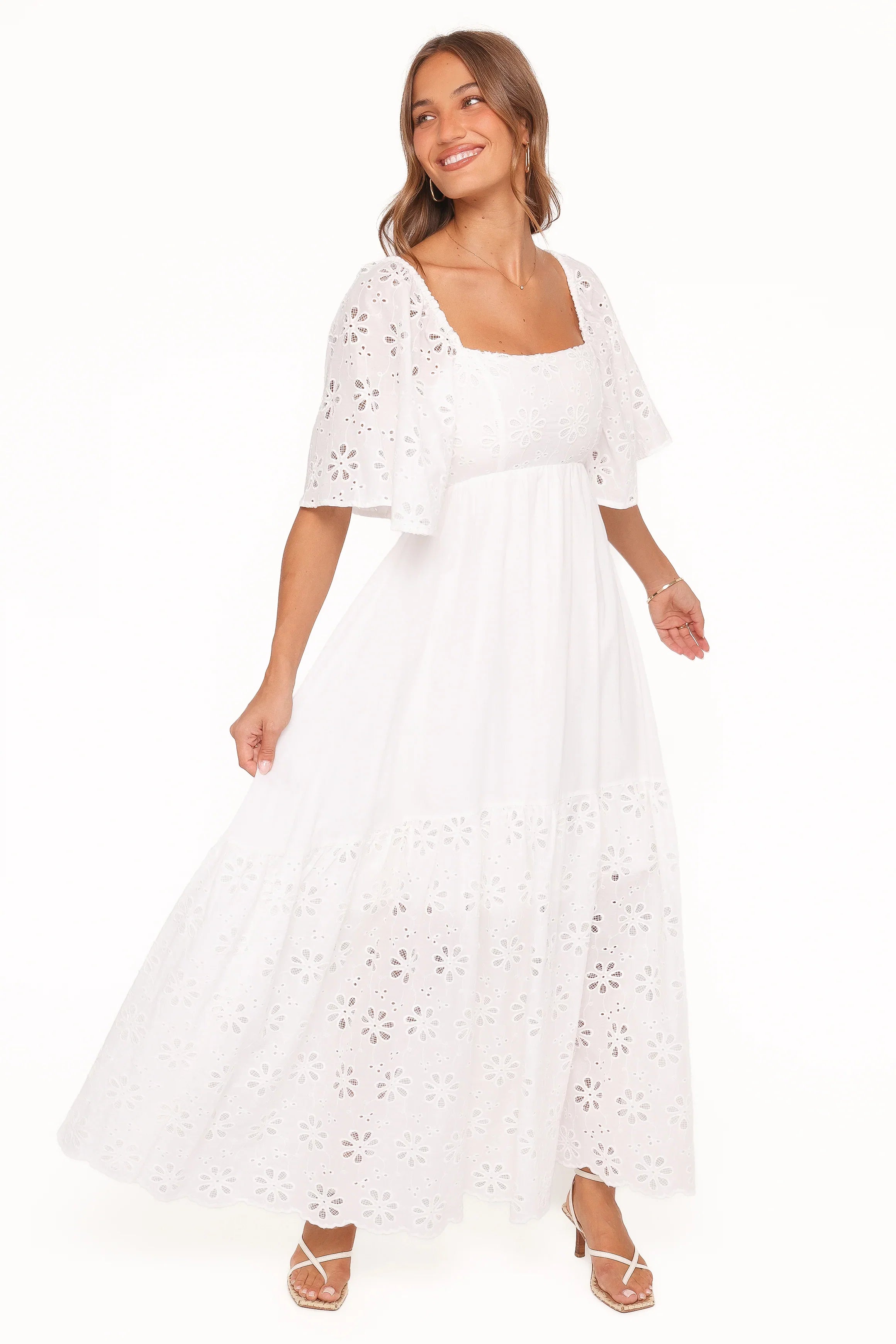 Xana Maxi Dress White Broderie