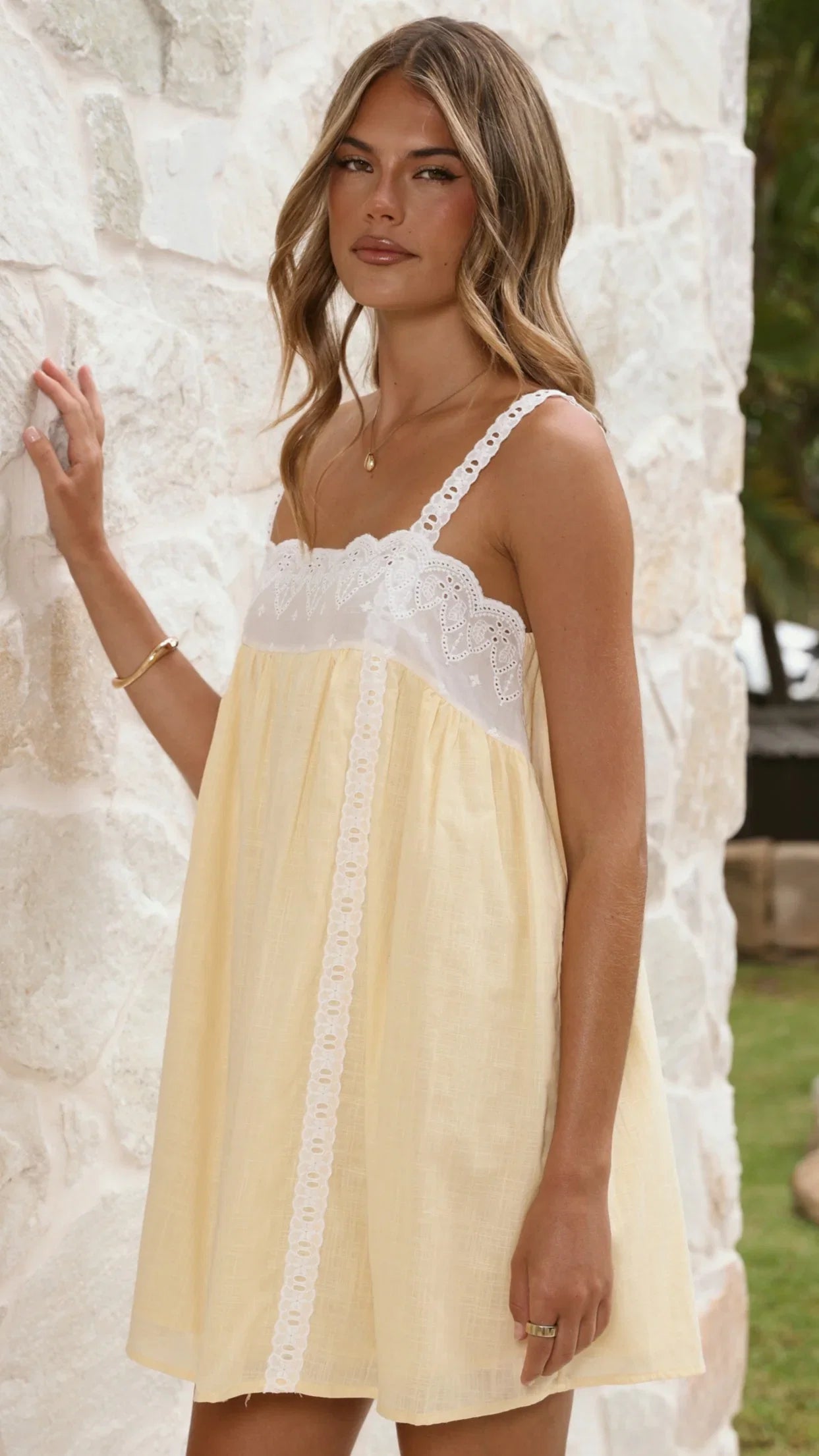 Lacey Mini Dress Lemon