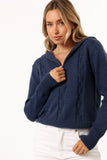 Viara Quarter Zip Knit Sweater Navy
