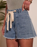 Anelle Drawstring High Rise Denim Shorts