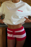 Chill Day Knit Shorts Red Pink Stripe