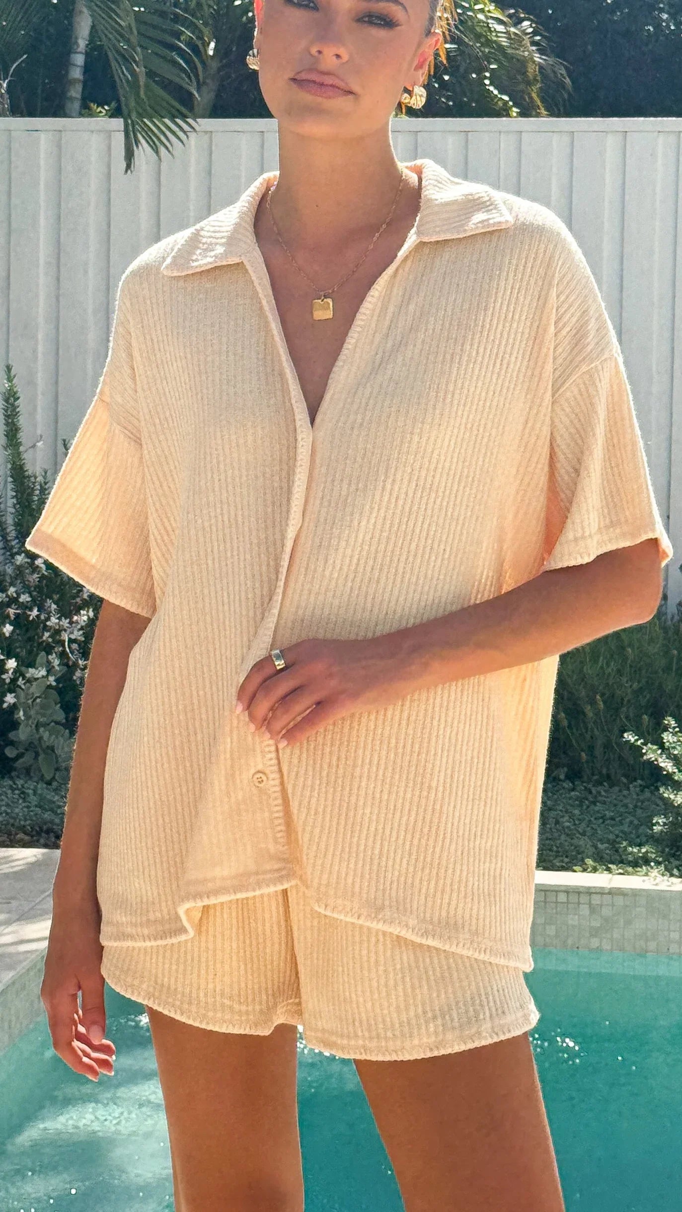 Eden Knit Top and Shorts Set Yellow